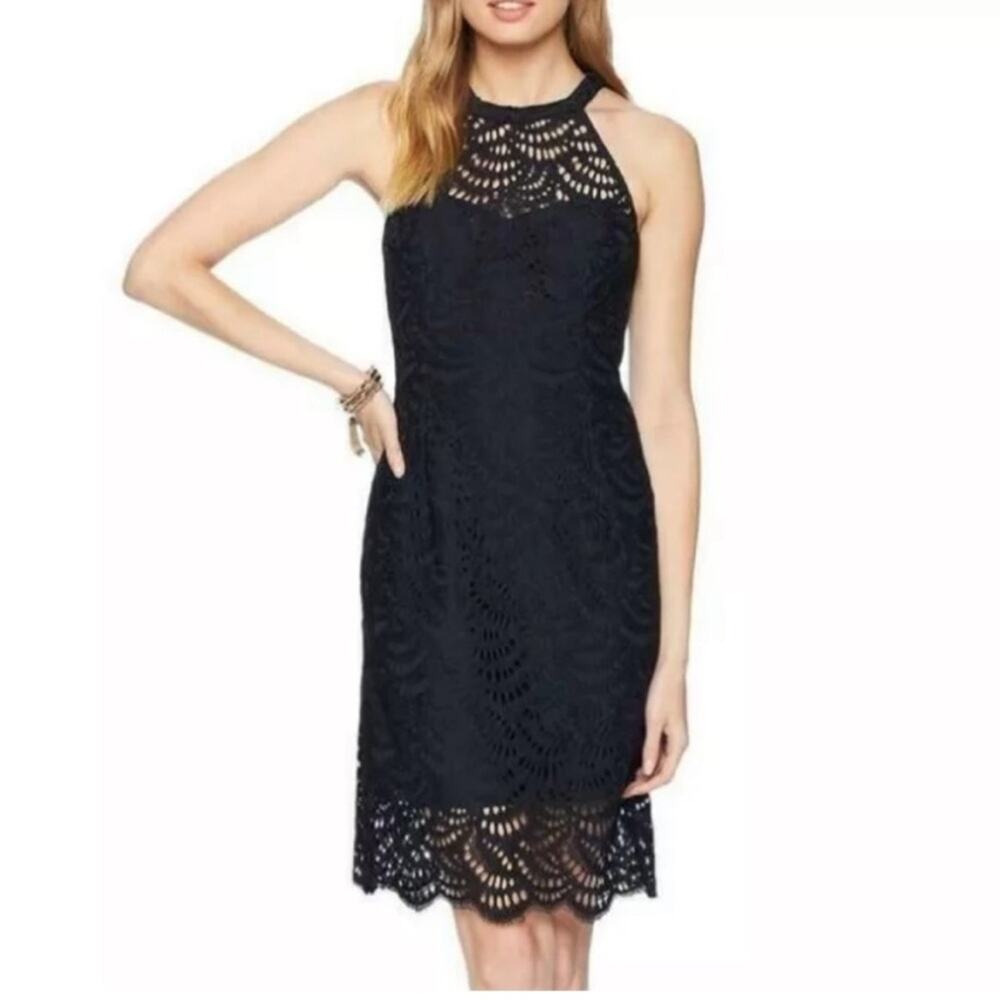 Lilly Pulitzer NWT Kenna dress in onyx black lace dress fall wedding cocktail 00